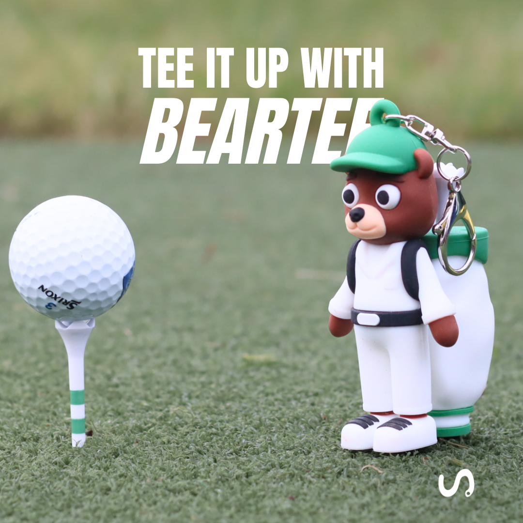 BearTee Golf Tee Holder ~ Comes with 4 matching golf tees ~ Lightweight and Durable
