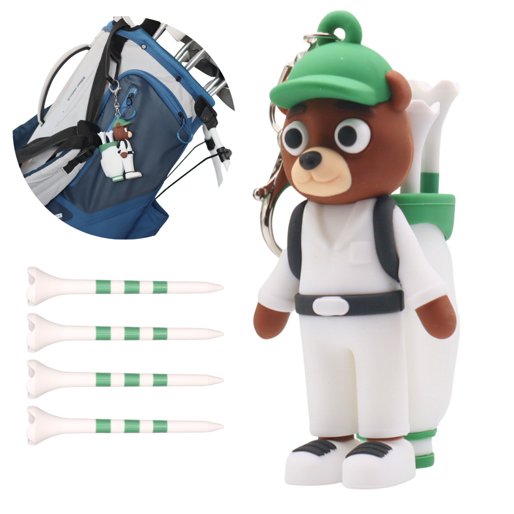 BearTee Golf Tee Holder ~ Comes with 4 matching golf tees ~ Lightweight and Durable