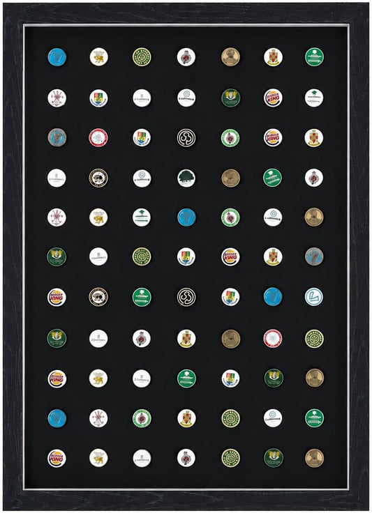 Golf Ball Marker Display Case – Holds 77 Markers | Wall Mounted Golf Gift