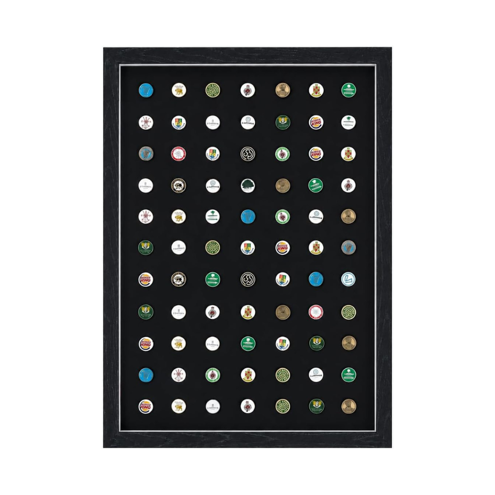 Golf Ball Marker Display Case – Holds 77 Markers | Wall Mounted Golf Gift